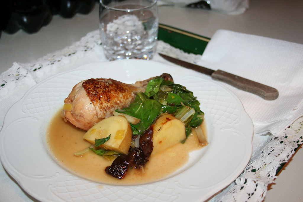 Chicken Legs Braised with Leeks & Prunes