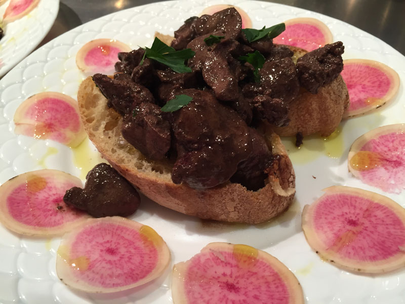 Bruschetta of Fegato & Watermelon Radish